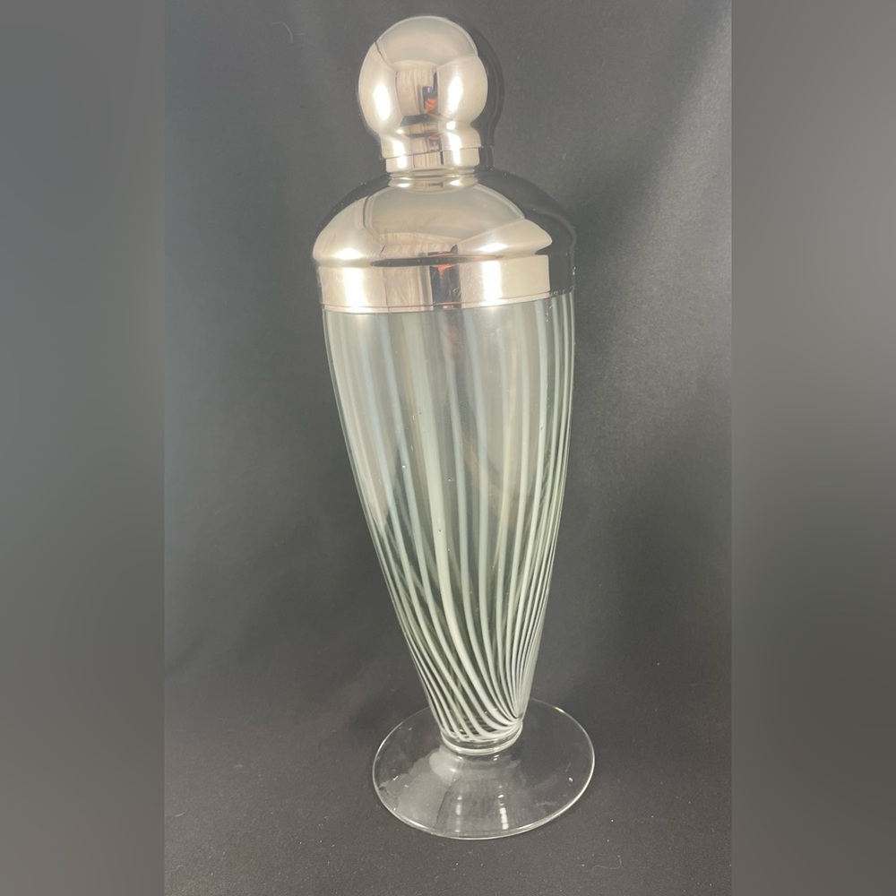 Pier 1 Imports Art Deco Glass Swirl Martini Cocktail Shaker